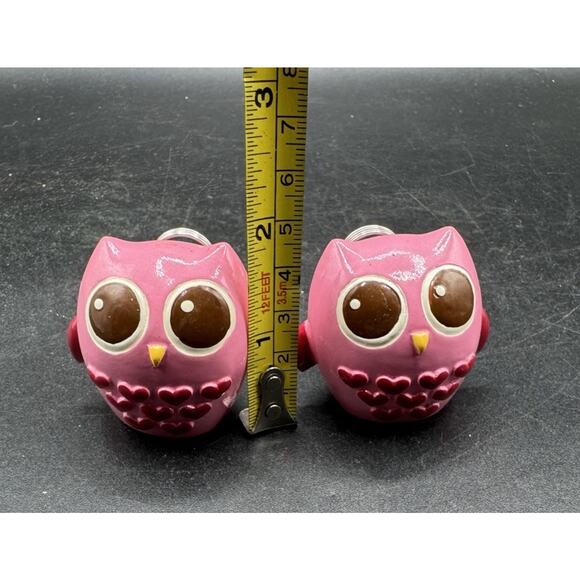 2 Cute Desk Card Picture Photo Holder 3D Retro Pink Owl Figures -S1N - Picture 3 of 7